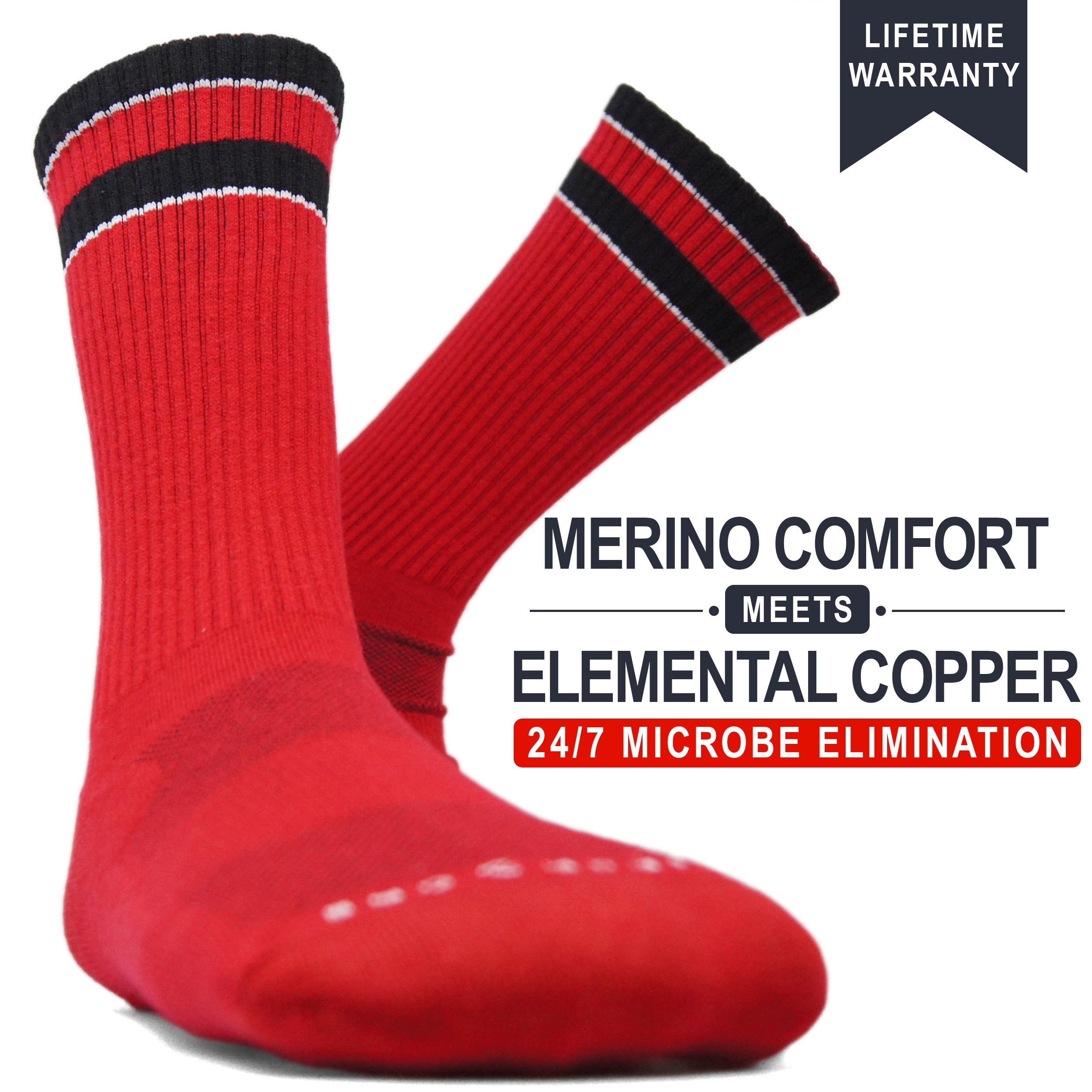 Bleed Red (Small) | Copper + Merino Wool Socks for Fresher Feet