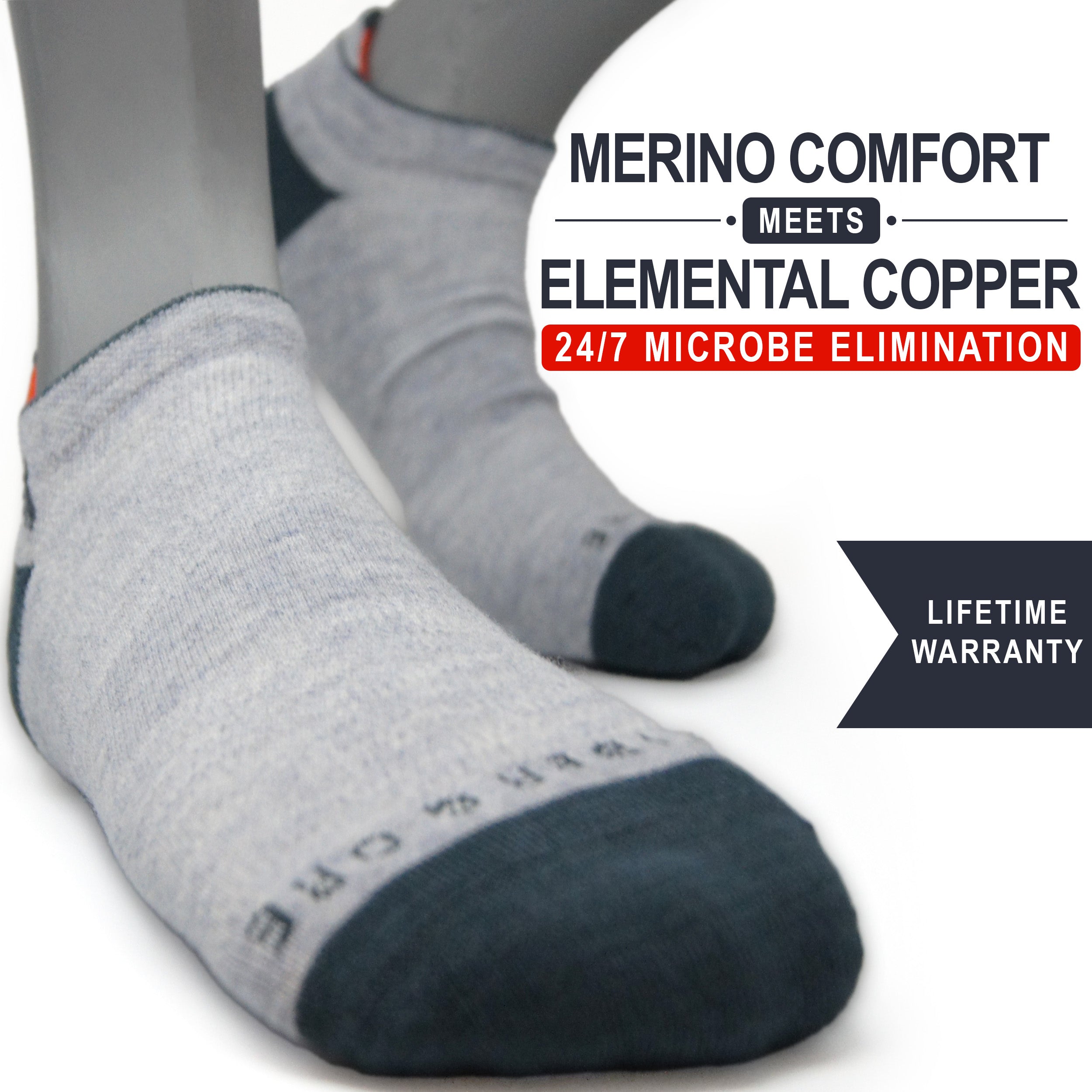 Grey Heron | Copper + Merino Wool Socks for Fresher Feet