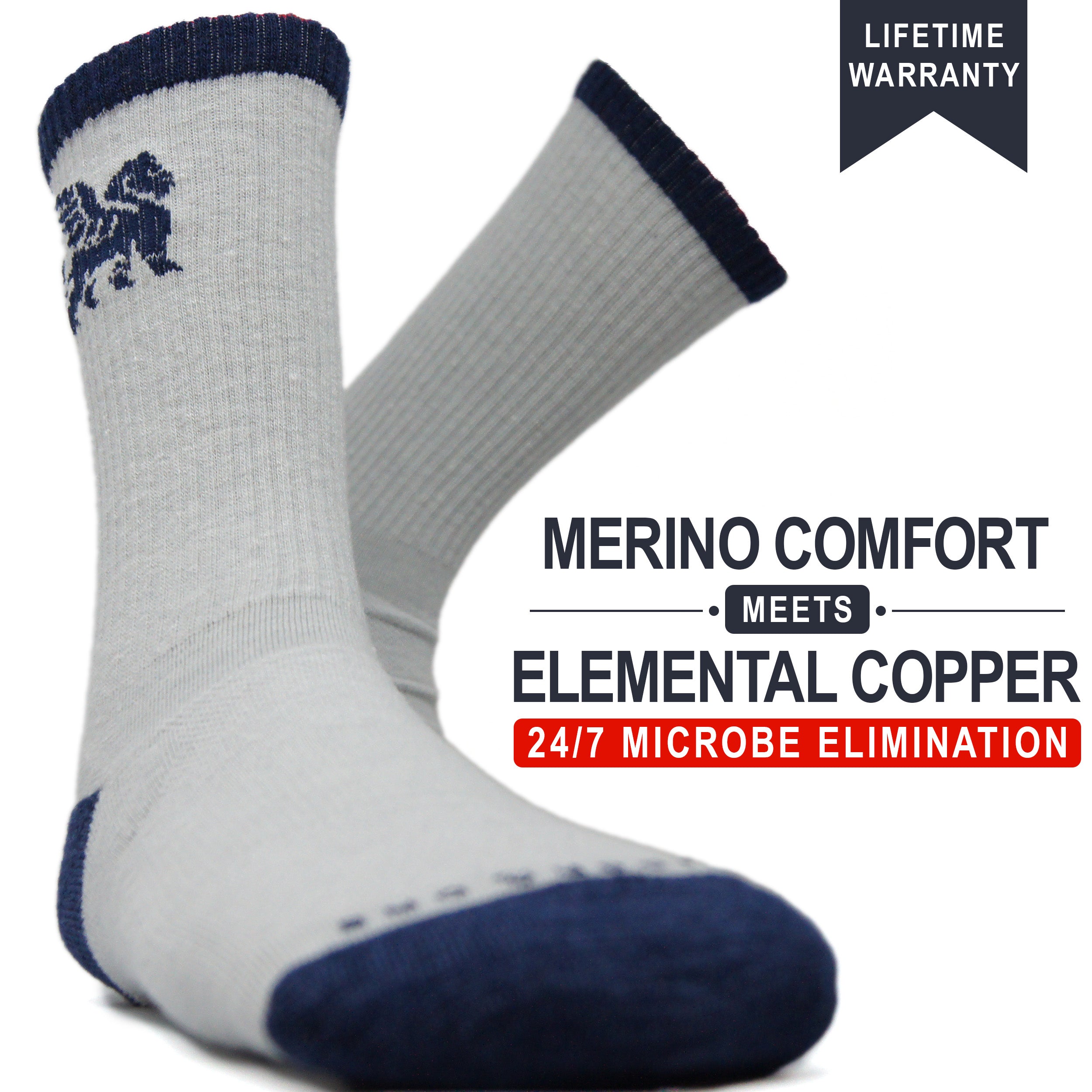 Lion Crest | Copper + Merino Wool Socks for Fresher Feet