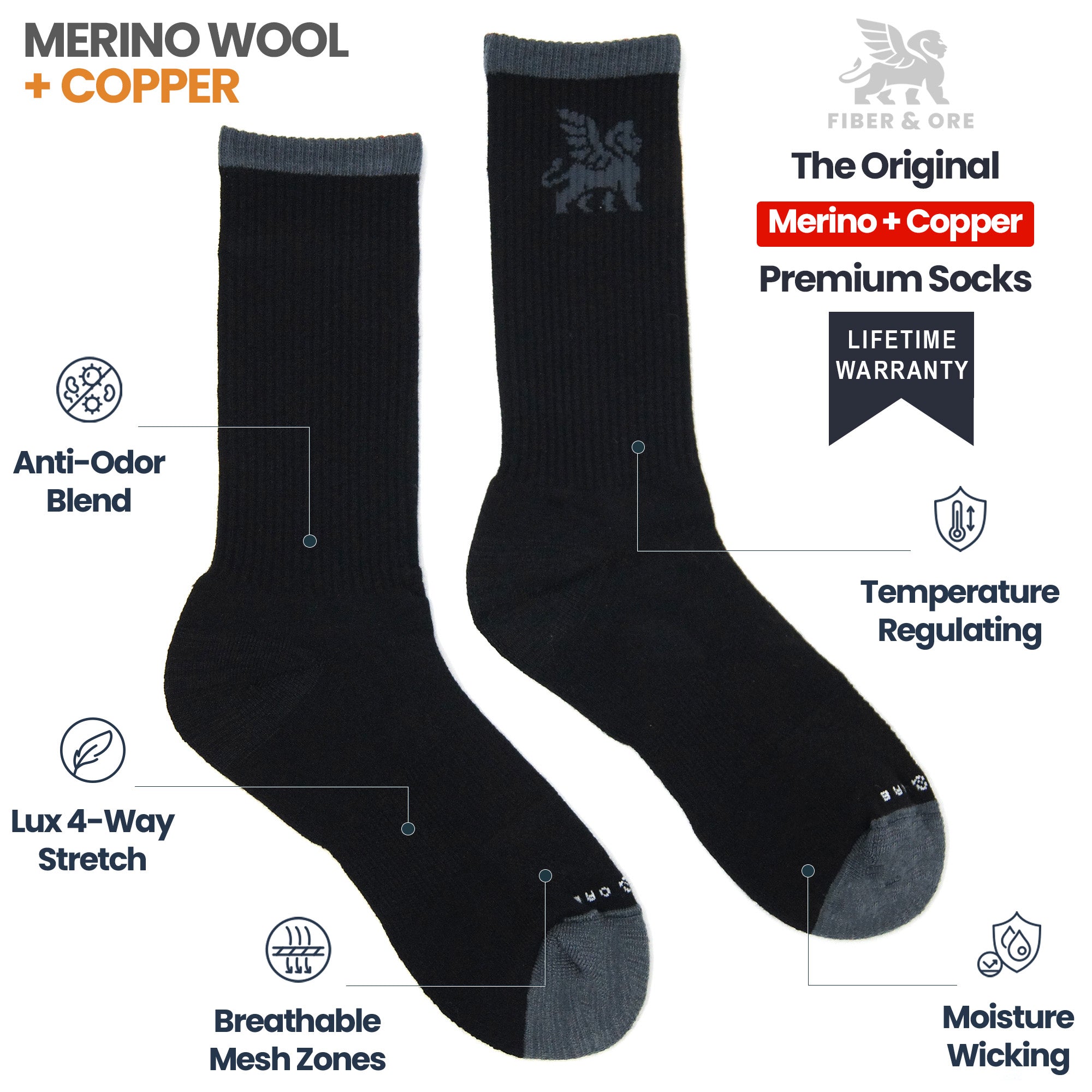 Night Warden | Copper + Merino Wool Socks for Fresher Feet