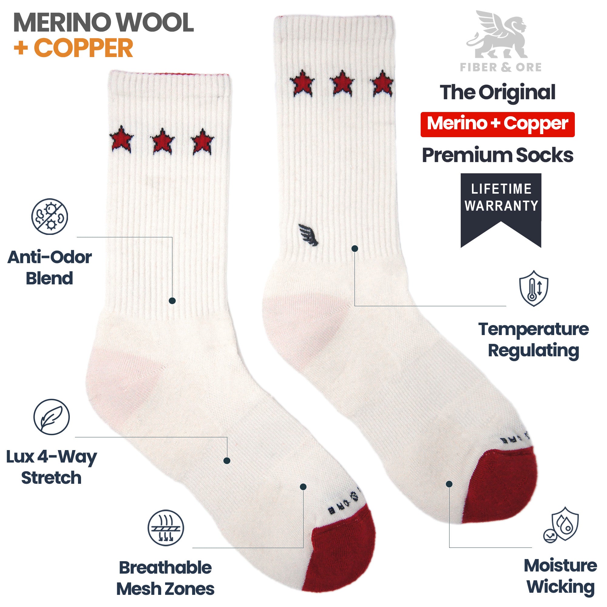 Rock Star | Copper + Merino Wool Socks for Fresher Feet