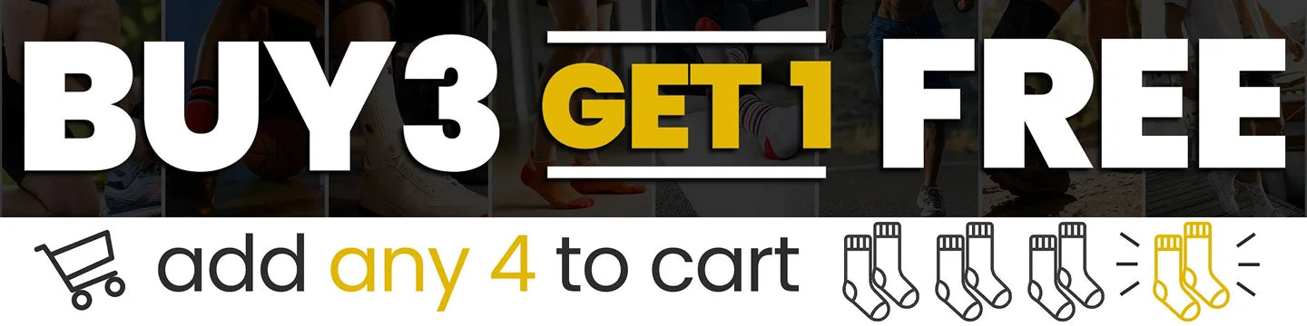 Promotional banner with 'Buy 3, Get 1 Free' offer and product icons.