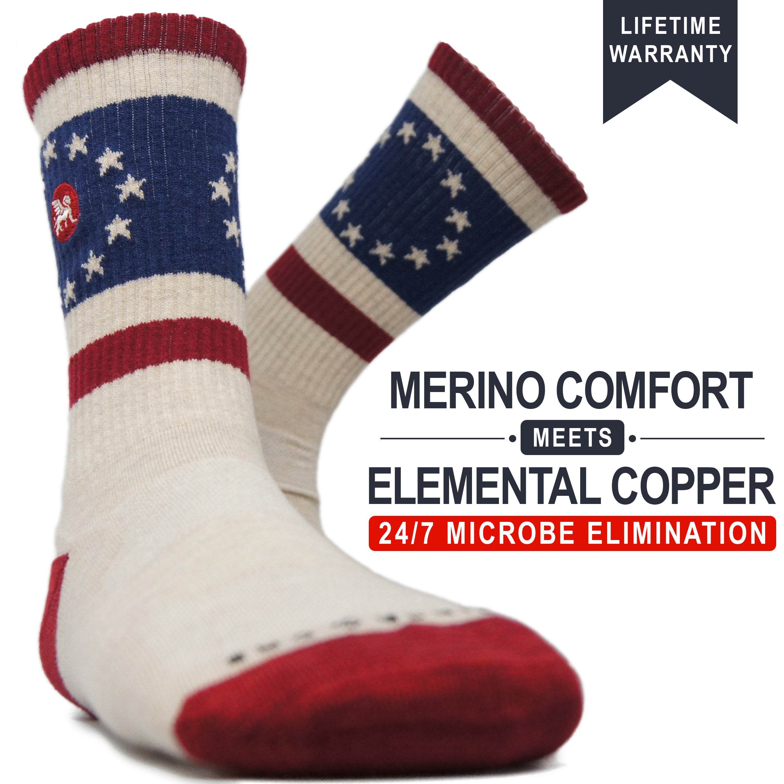 Stars & Stripes | Copper + Merino Wool Socks for Fresher Feet