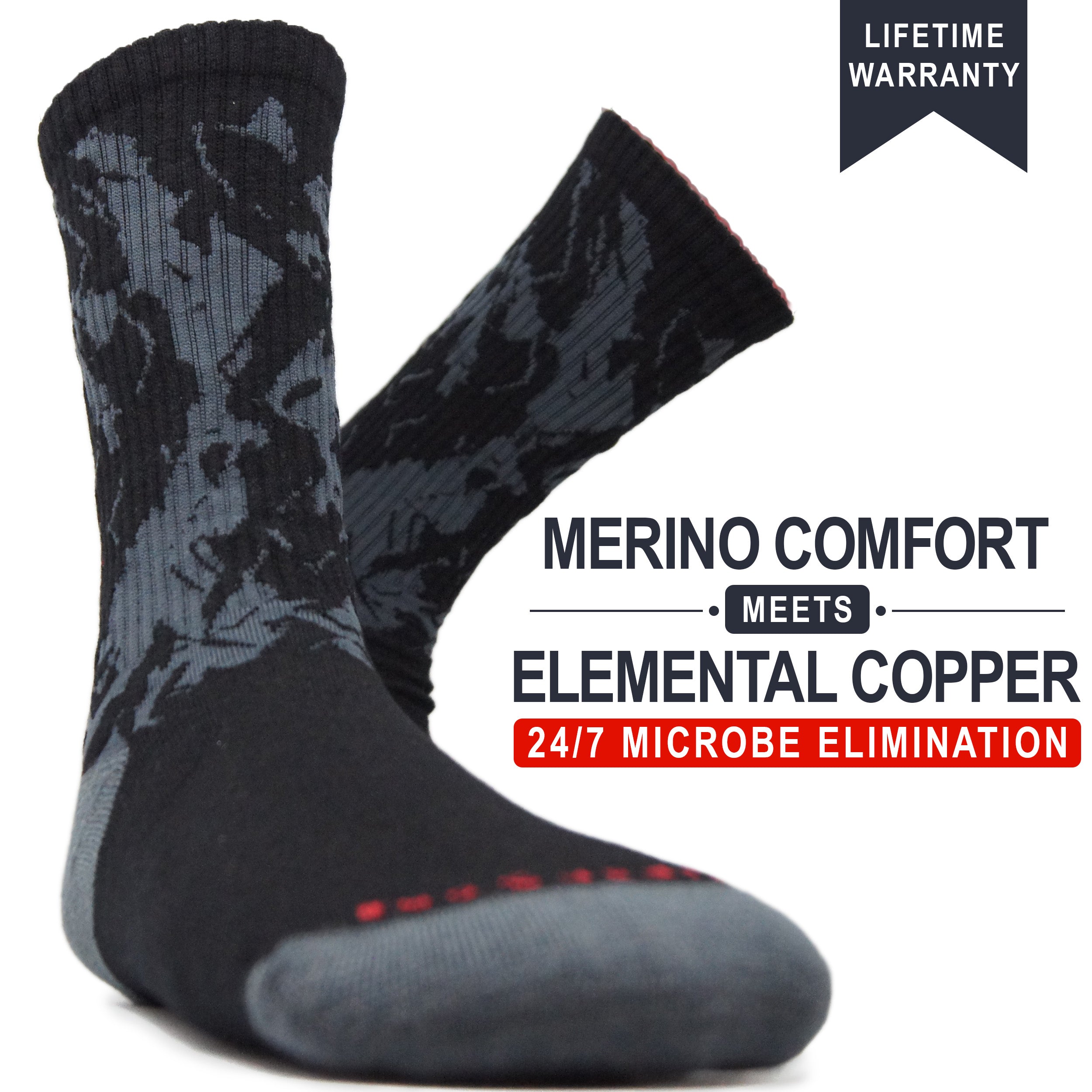 Stealth Camo | Copper + Merino Wool Socks for Fresher Feet