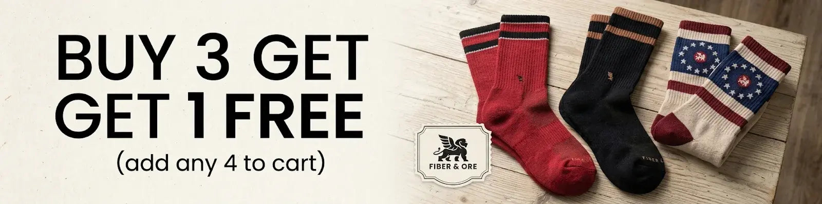 Buy 3 Get 1 Free - add any 4 socks to your cart