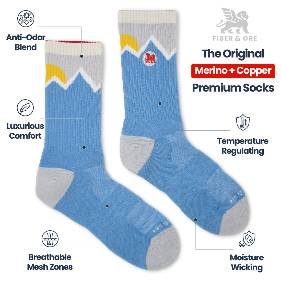 Fresh Peaks (Ltd. Ed.) | Copper + Merino Wool Socks for Fresher Feet