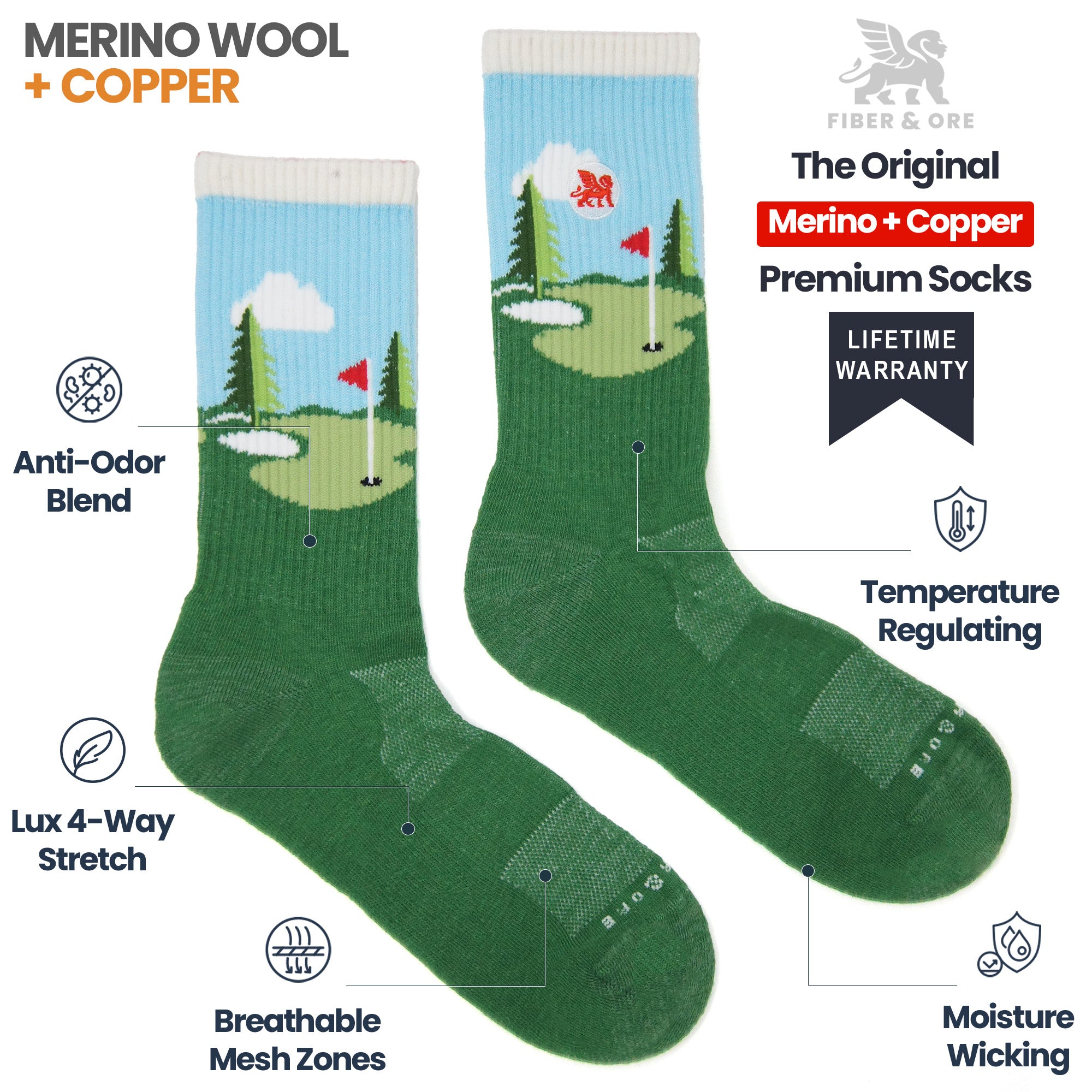 Golf Trip (Ltd. Ed.) | Copper + Merino Wool Socks for Fresher Feet