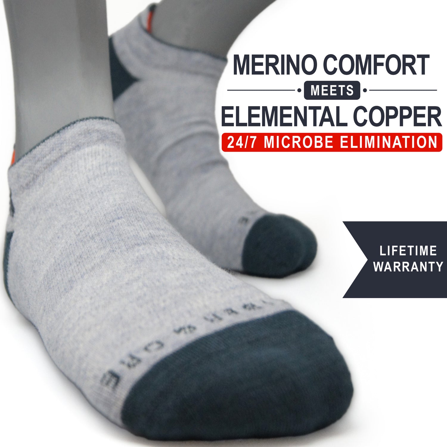 Grey Heron | Copper + Merino Wool Socks for Fresher Feet