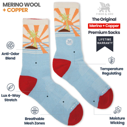 Island Time (Ltd. Ed.) | Copper + Merino Wool Socks for Fresher Feet