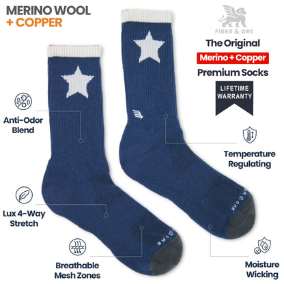 Lone Star | Copper + Merino Wool Socks for Fresher Feet