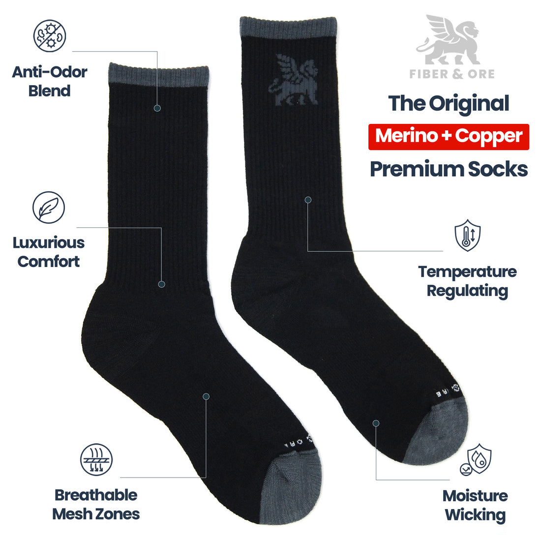 Night Warden | Copper + Merino Wool Socks for Fresher Feet