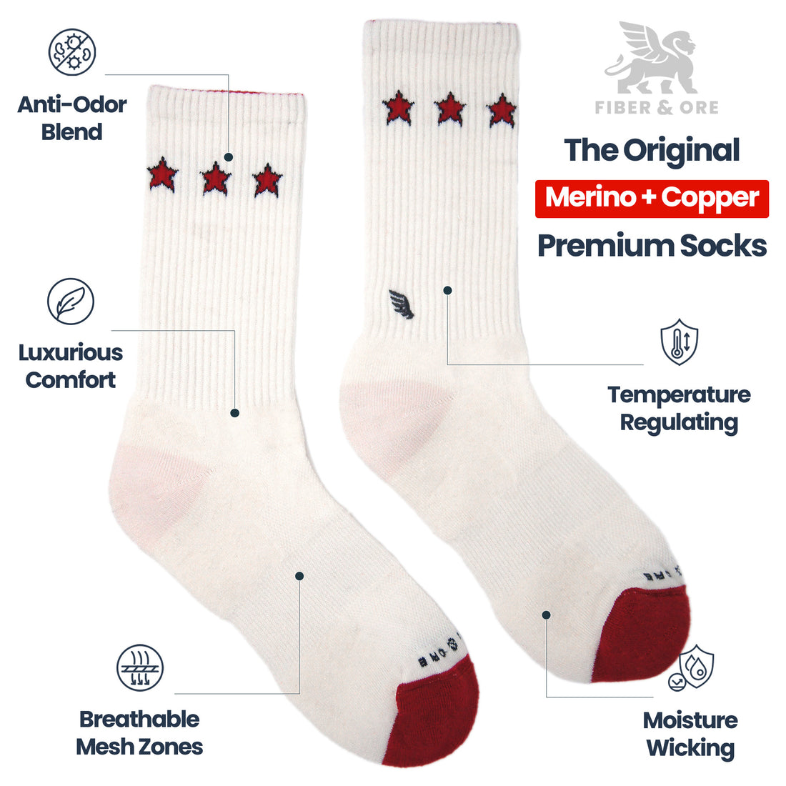 Rock Star | Copper + Merino Wool Socks for Fresher Feet