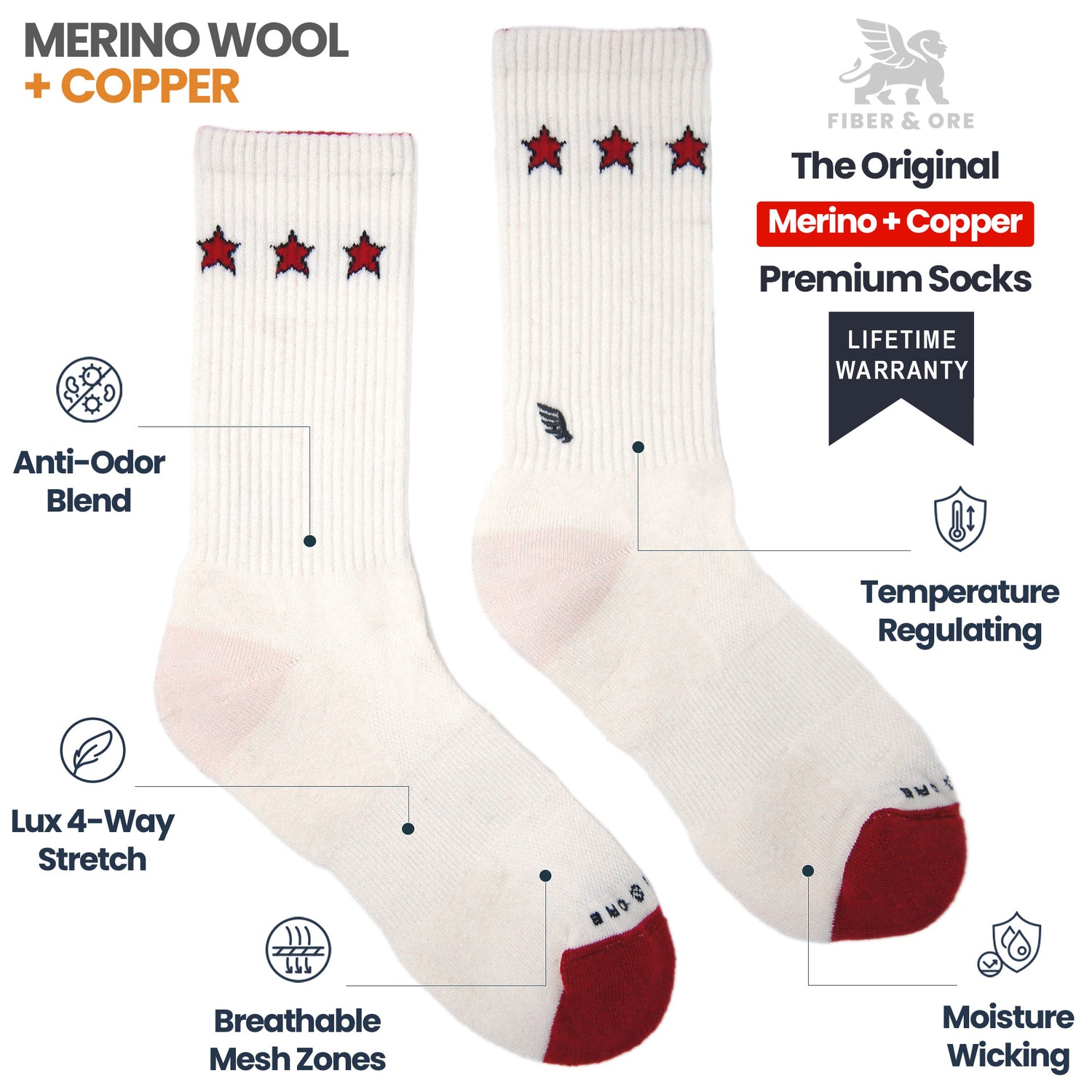 Rock Star | Copper + Merino Wool Socks for Fresher Feet