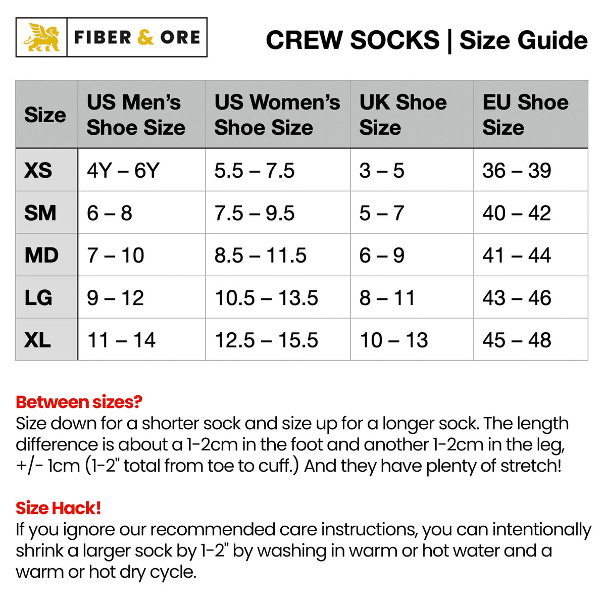 Size chart