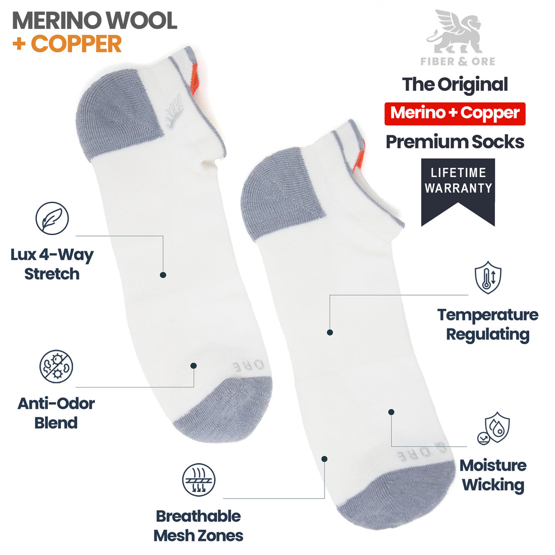 White Ibis | Copper + Merino Wool Socks for Fresher Feet