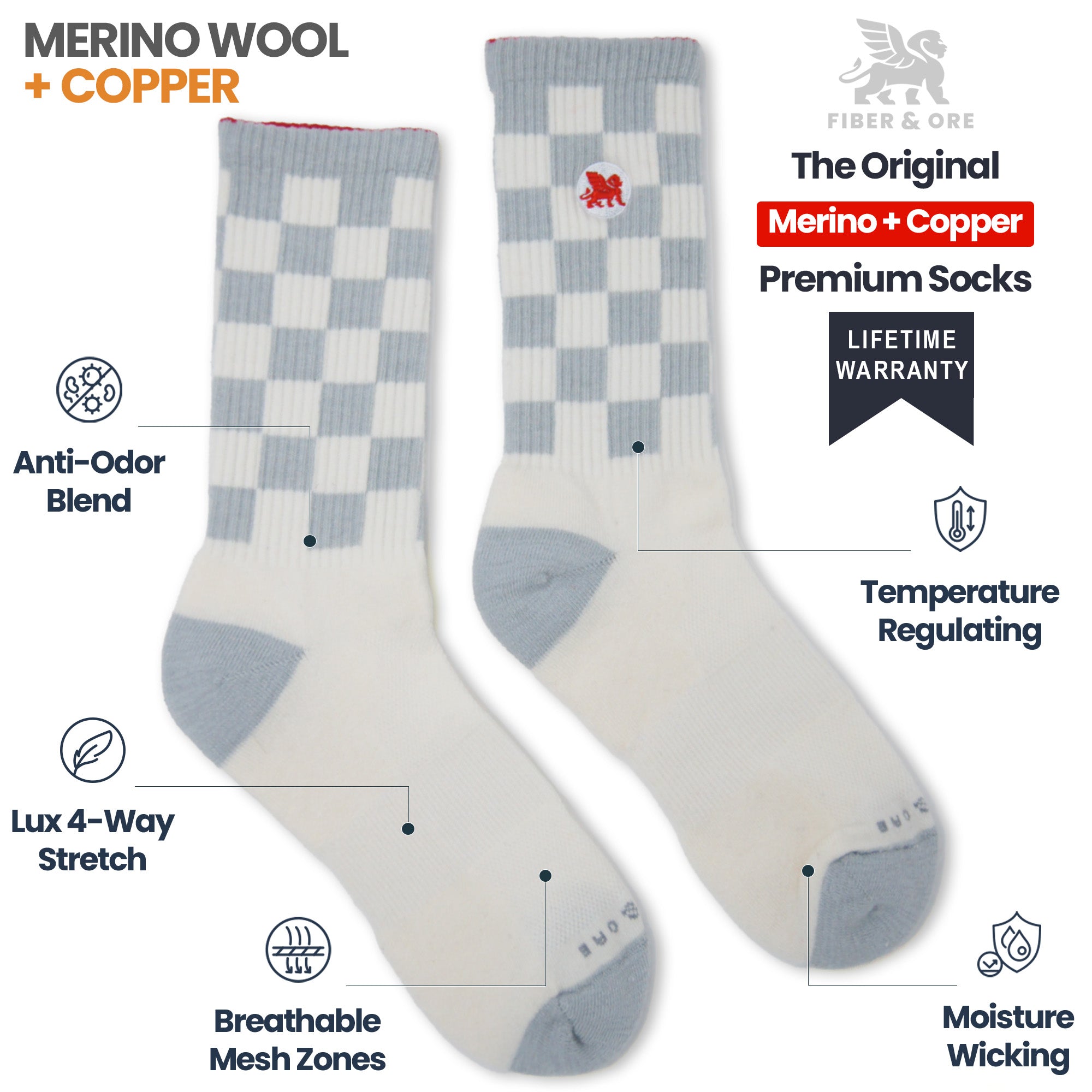 Checkmate sock feature callouts