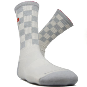 Pulling on a Checkmate crew sock