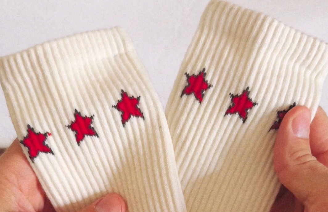 A pair of Rock Star crew socks