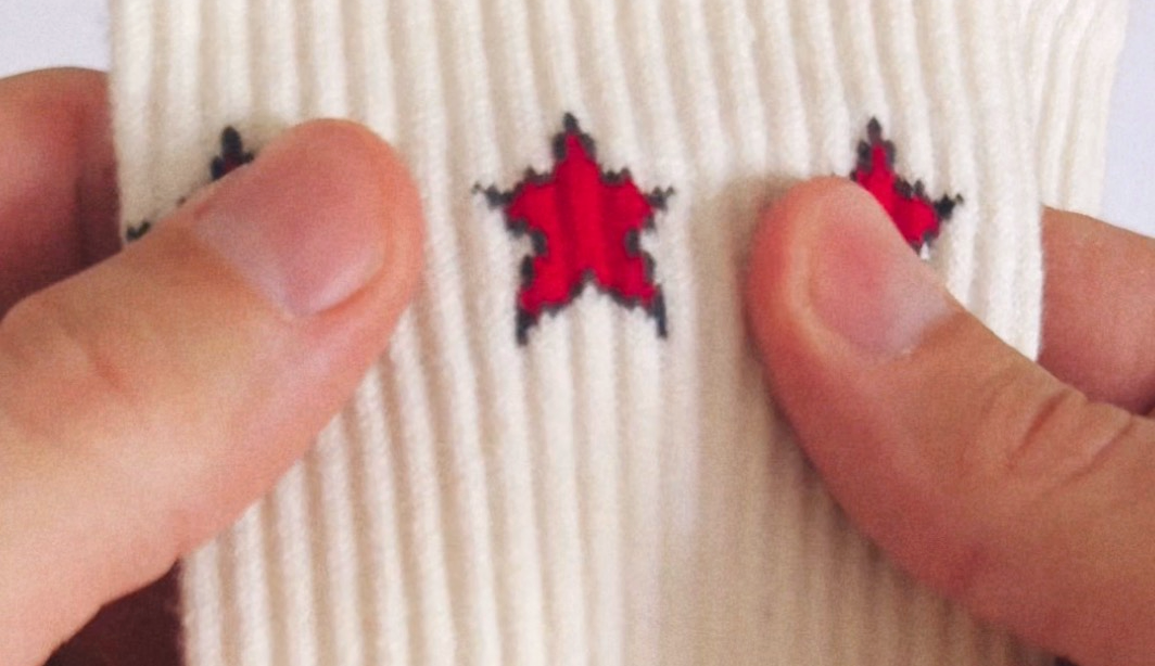 Stars knit into the sock