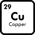 Periodic table element symbol for copper