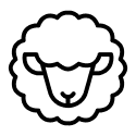 Simple black line drawing of a sheep head on a white background